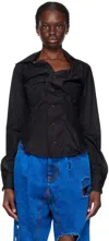 Vivienne Westwood Long Sleeve Collared Top With Cuffed Sleeves In N401 Black