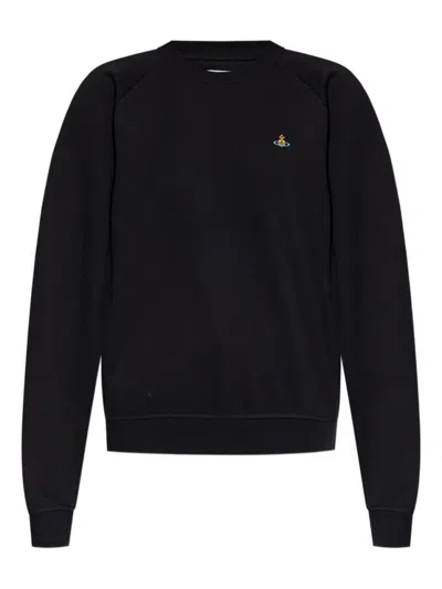 Vivienne Westwood Black Embroidered Logo Sweater With Raglan Sleeves
