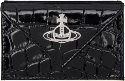 Vivienne Westwood Black Envelope Billfold Wallet In Ss25-n401