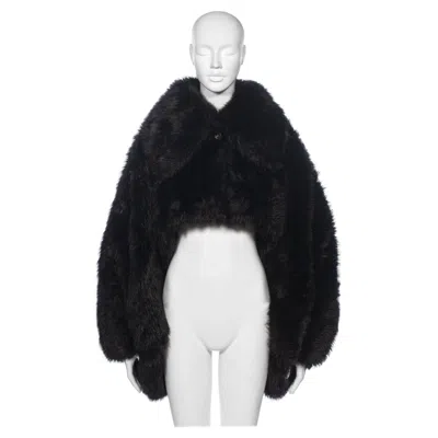 Pre-owned Vivienne Westwood Black Faux Fur Oversized Cropped Jacket, Fw 1993