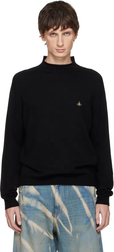 Vivienne Westwood Long Sleeve Mock Neck Knit Sweater In Black