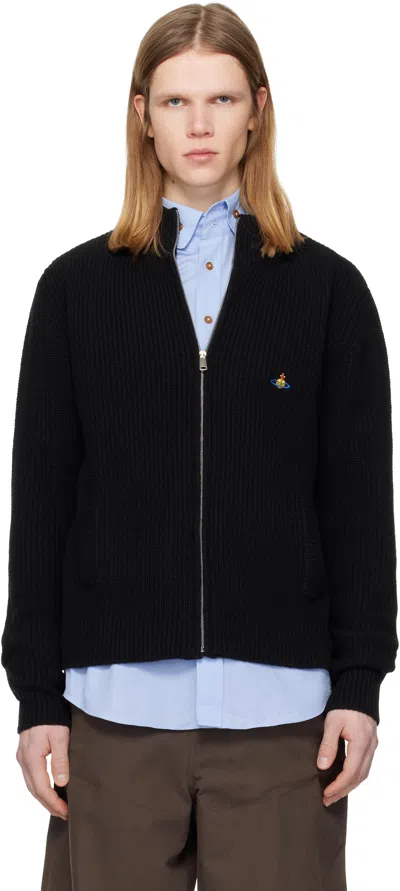 Vivienne Westwood Black Fisherman Zip-up Sweater In Multi
