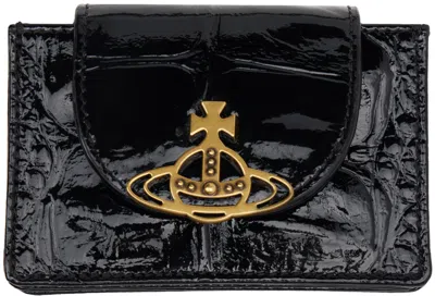 Vivienne Westwood Black Flap Card Holder In Aw24-n403