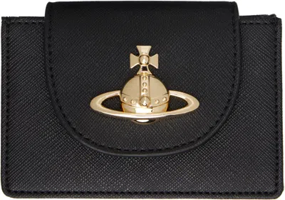 Vivienne Westwood Black Flap Card Holder In Ss25-n402