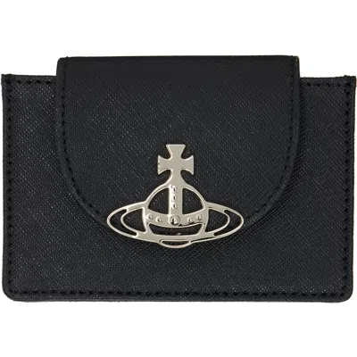 Vivienne Westwood Black Flap Orb Card Holder In Aw24-n401 Black