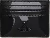 Vivienne Westwood Black Flat Card Holder In N404 Black Enamel Or