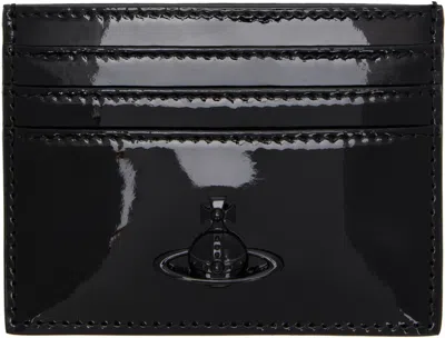 Vivienne Westwood Black Flat Card Holder In N404 Black Enamel Or