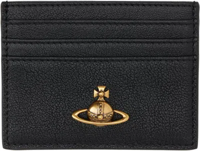 Vivienne Westwood Black Flat Card Holder In Ss25-n401