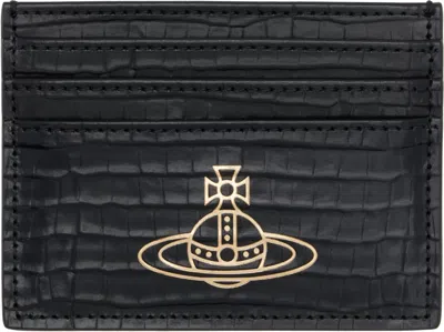 Vivienne Westwood Black Flat Mini Croc Card Holder