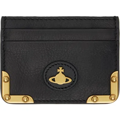 Vivienne Westwood Black Flat Orb Card Holder In Red