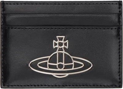 Vivienne Westwood Black Flat Silky Leather Card Holder In Aw24-n401