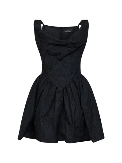 Vivienne Westwood Black Floral Jacquard Mini Sunday Mini Dress