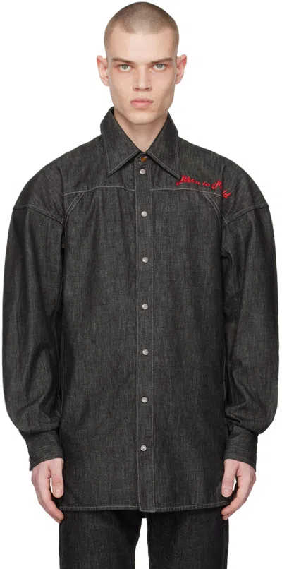 Vivienne Westwood Black Football Denim Shirt In N401 Black