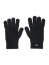 Vivienne Westwood Black Gloves With Orb Logo Embroidered On The Front In Wool Blend Unisex In Black
