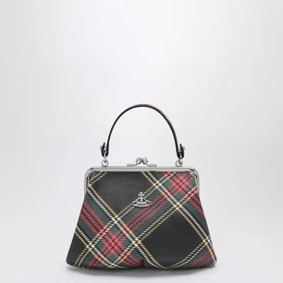 Vivienne Westwood Black Granny Bag With Tartan Pattern In Multi