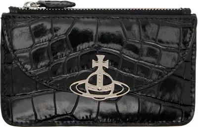 Vivienne Westwood Black Half Moon Card Holder In Blue