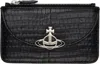 Vivienne Westwood Black Half Moon Croc-embossed Card Holder In Black