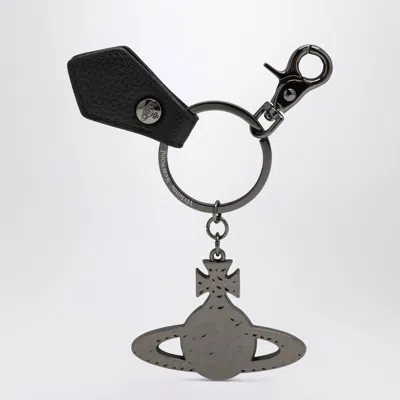 Vivienne Westwood Black Hammered Metal Orb Keychain