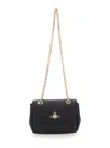 Vivienne Westwood Black Handbag With Orb Logo On The Front In Saffiano Effect Embossed Cotton Woman In Multicolor