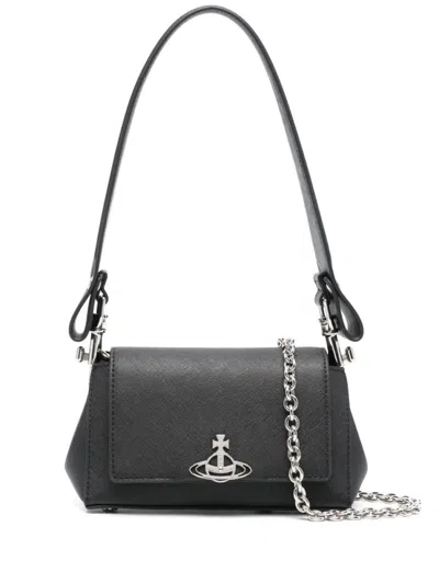 VIVIENNE WESTWOOD BLACK HAZEL SMALL SHOULDER BAG
