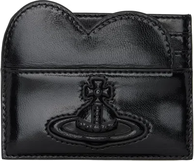 Vivienne Westwood Black Heart Card Holder In N404 Black Inj Orb