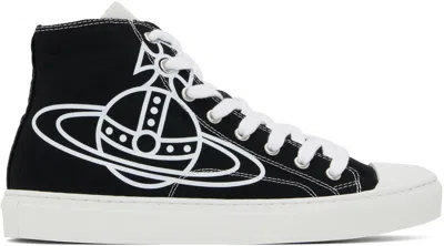 VIVIENNE WESTWOOD BLACK HIGH-TOP CANVAS PLIMSOLL SNEAKERS