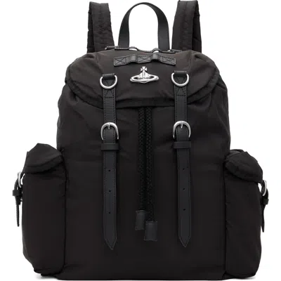 Vivienne Westwood Black Highland Backpack In N403 Black/silver Hw