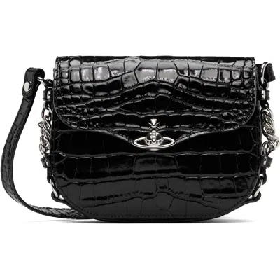 Vivienne Westwood Black Hunter Flap Crossbody Bag