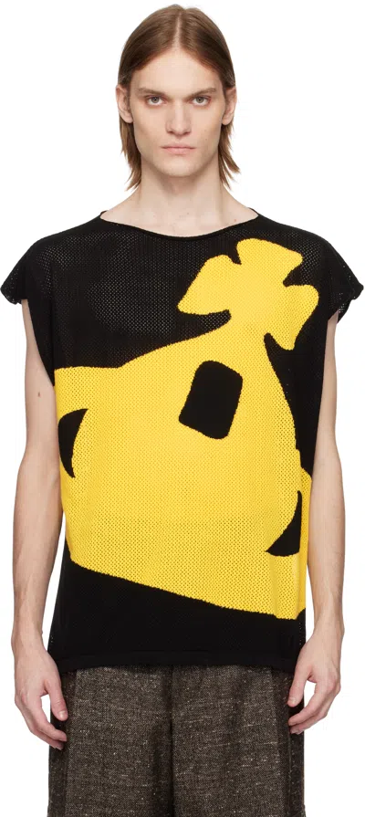 VIVIENNE WESTWOOD BLACK INTARSIA PIXEL ORB TANK TOP