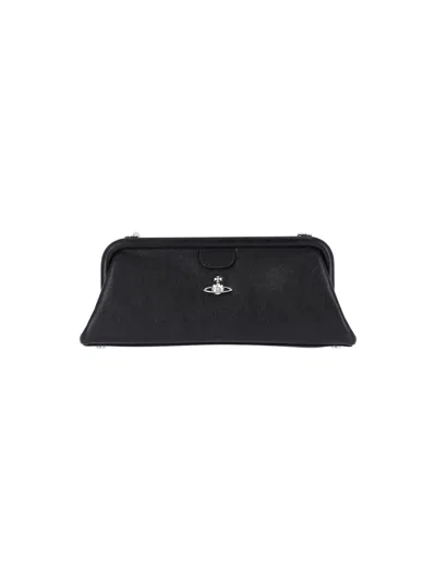Vivienne Westwood Black Jane Frame Calfskin Shoulder Bag