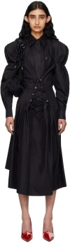 Vivienne Westwood Kate Cotton Lace-up Midi Shirt Dress In N401 Black