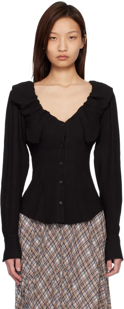 Vivienne Westwood Kendall Ruffled Buttoned Shirt In Black