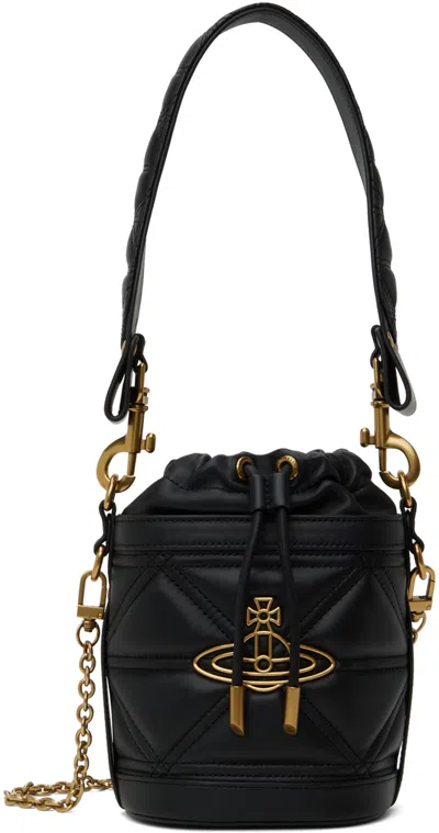 Vivienne Westwood Black Kitty Small Bucket Bag In Aw24-n403