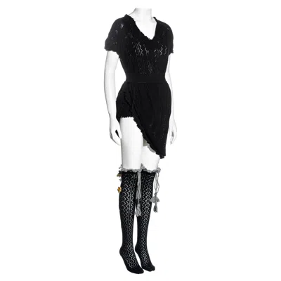 Pre-owned Vivienne Westwood Black Knitted Sweater Top, Skirt And Socks Set, Fw 1994