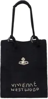 Vivienne Westwood Black Large Mabel Crochet Tote In Aw24-n401