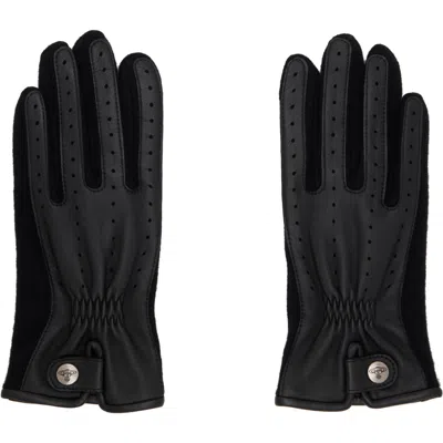 Vivienne Westwood Black Leather & Wool Gloves In Aw25-n401 Black