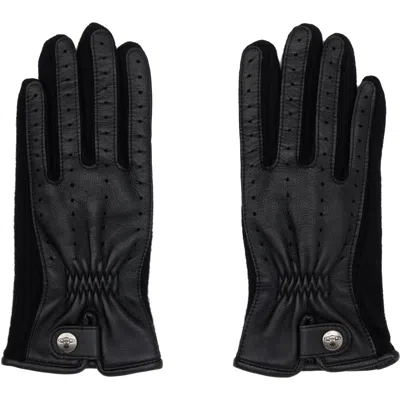 Vivienne Westwood Black Leather & Wool Gloves In N401 Black