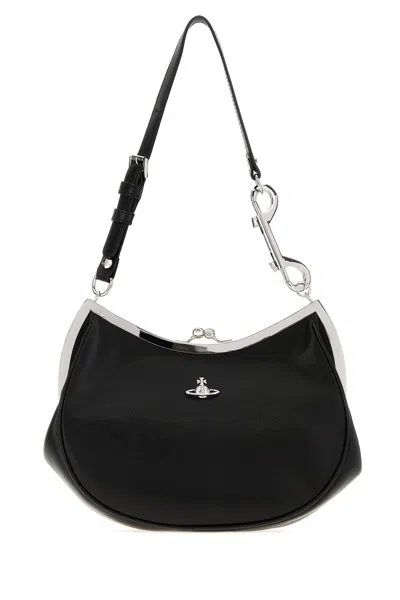 Vivienne Westwood Black Leather Charm Frame Purse Shoulder Bag