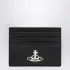 Vivienne Westwood Black Leather Credit Card Holder Orb In Black