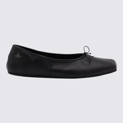 VIVIENNE WESTWOOD BLACK LEATHER FLATS