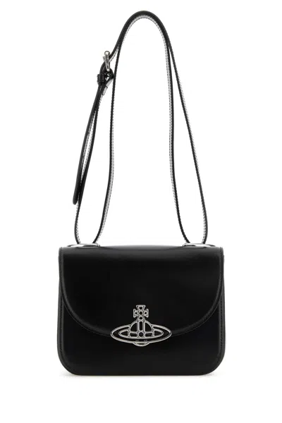 VIVIENNE WESTWOOD BLACK LEATHER LINDA CROSSBODY BAG
