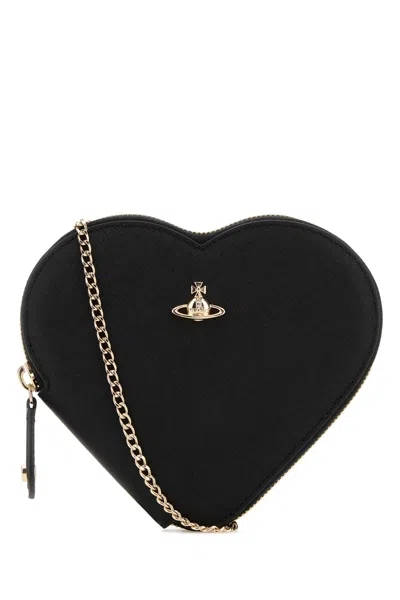 Vivienne Westwood New Heart Crossbody Bag Faux Leather Black