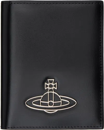 Vivienne Westwood Black Leather Passport Holder In Aw24-n401