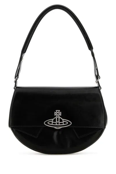Vivienne Westwood Black Leather Sadie Shoulder Bag