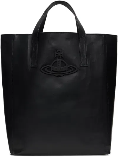 Vivienne Westwood Black Leather Sarah Medium Tote