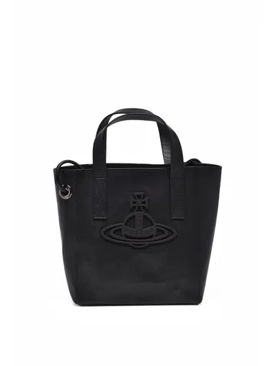 Vivienne Westwood Black Leather Sarah Tote Bag