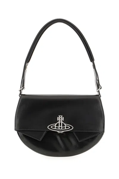 VIVIENNE WESTWOOD BLACK LEATHER SHOULDER BAG