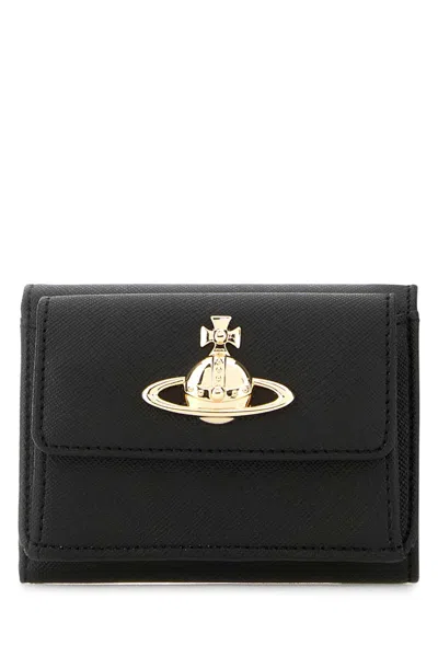 Vivienne Westwood Black Leather Wallet In Black3dorb