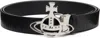 Vivienne Westwood Black Line Orb Buckle Belt In Metallic
