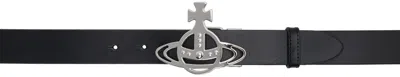 Vivienne Westwood Black Line Orb Buckle Belt In Aw24-n401